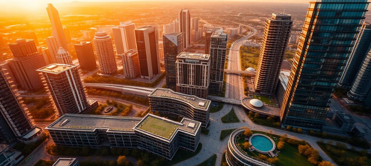 Sustainable city aerial view